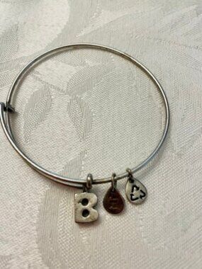 Alex and Ani Initial B Bracelet Silver Tone